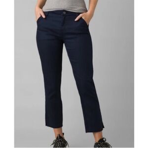 Prana 4 / 27 Pants Kayla Crop Chino Pants in Indie Blue pockets zip fly NWT